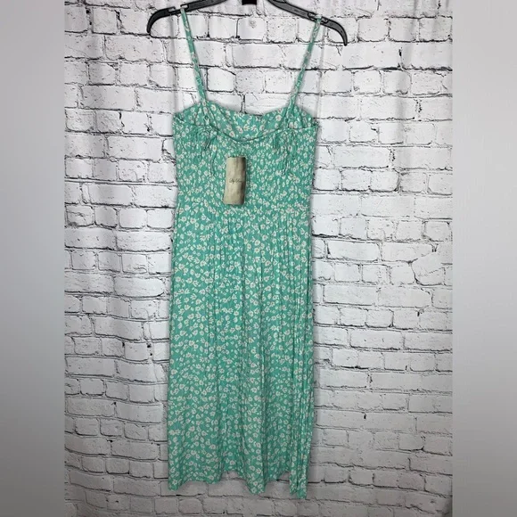 Lily Rose Women’s Medium Molded Cup Side Slit Midi Dress Green Floral- NWT - Picture 4 of 7